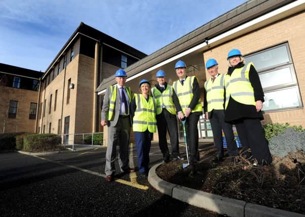 TURF CUTTING Architect Mike Dunwoody, matron Kath Malecki, head of estates Brian Dudding, MP Simon Reevell, trust chairman Jules Preston and Dr Karen Stone on the site of the new unit.