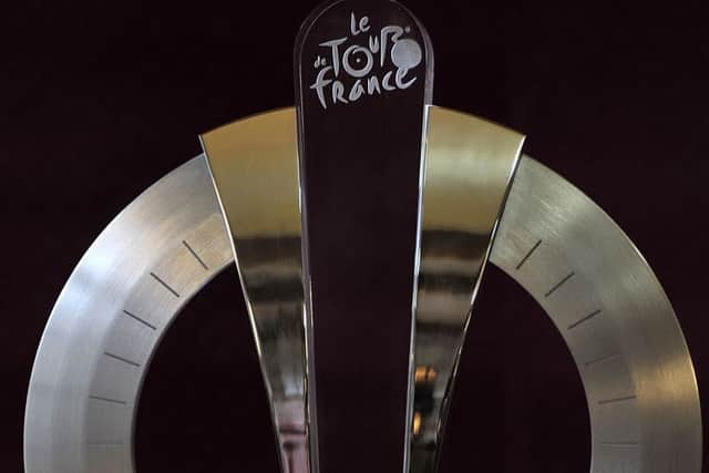The Grand Depart trophy, on display in Leeds Civic Hall.