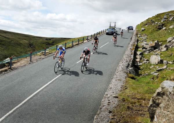 Cycol Rendezvous Tour guest riders on Buttertubs Pass during a preview of the first stage of the 2014 Tour de France from Skipton, which took in Kidstones and Buttertubs Passes.