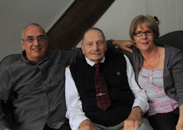 WAR POET Maurice Crowther with his daughter Julie Ward and son-in-law Stephen Ward.