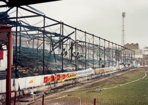 The aftermath of the fire at Bradford City's Valley Parade.