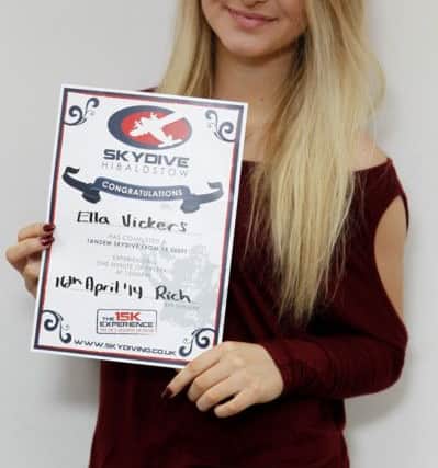 Ella Vickers, 16, from Morley, has done a skydive for charity.