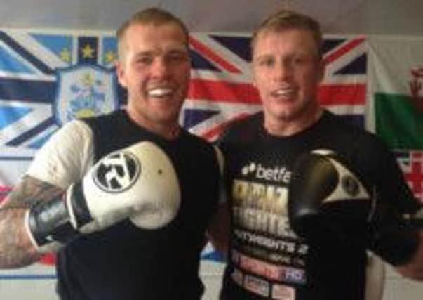 Tony Aitcheson and Gary Sykes following their first spar at the new Central Club