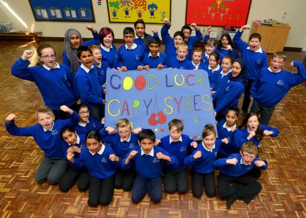 Gary Sykes' former junior school made him a banner wishing him good luck ahead of his fight.