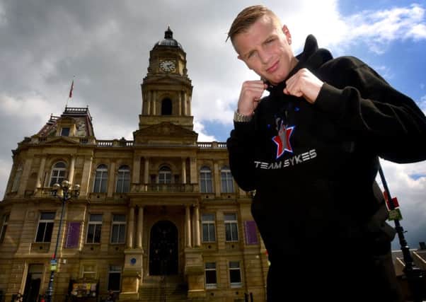 Boxer Gary Sykes in front of Dewsbury Town Hall - Where Gary will have his weigh-in. (D521E419)