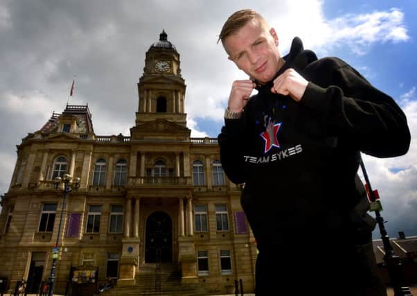 Boxer Gary Sykes in front of Dewsbury Town Hall - Where Gary will have a civic reception (D521E419)