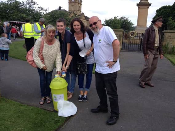 People giving to food bank at Batley vintage day