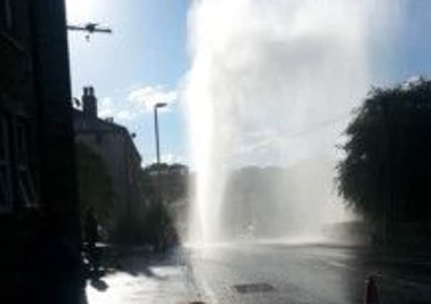 A 15m fountain of water shot into the air after a pipe burst in Batley.