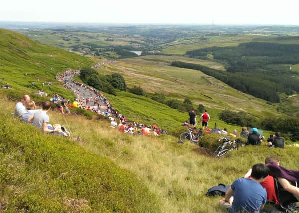STUNNING SETTING The view from Holme Moss as crowds began to gather for the Tour de France.
