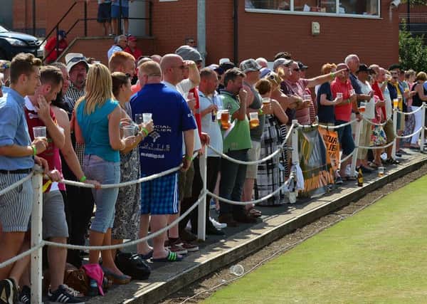 Crowds from across the country flocked to Cleckheaton for the All England Bowls final last Saturday. Below right, finalists Ashley Daykin (Yorkshire) and Ant Bracken (Warwick & Worcester). Pictures by Paul Butterfield.