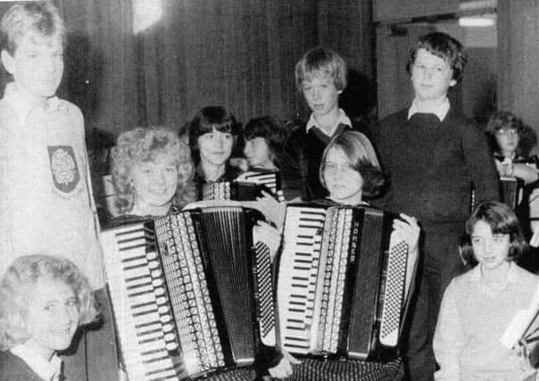 HIGH NOTE Young musicians from West Germany visited Cleckheaton Music Centre in 1984.