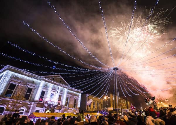 Picture by Allan McKenzie/YWNG - 221114 - Press - Batley Christmas Lights 2014 - Batley Market Square, Batley, England - Batley's Christmas Lights and fireworks.