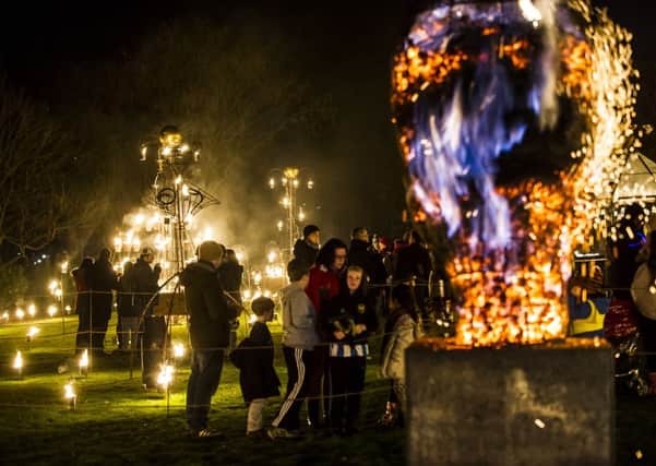 Picture by Allan McKenzie/YWNG - 051214 - Press - There Will Be Fire - Crow Nest Park, Dewsbury, England - Fire art at Crown Nest park.
