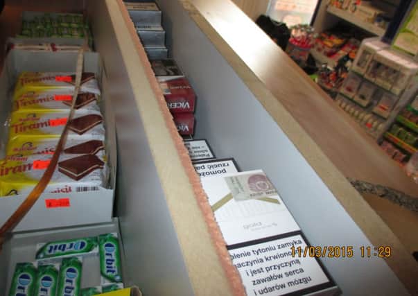 Fake cigarettes stashed in a counter.