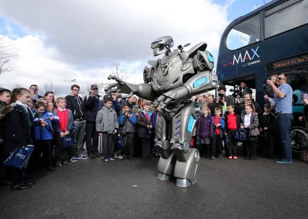 The world famous 8ft TITAN robot launched the new MAX buses at White Rose Shopping Centre.