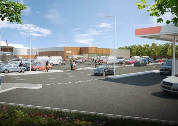 Original artist impressions of the proposed supermarket in Station Road.