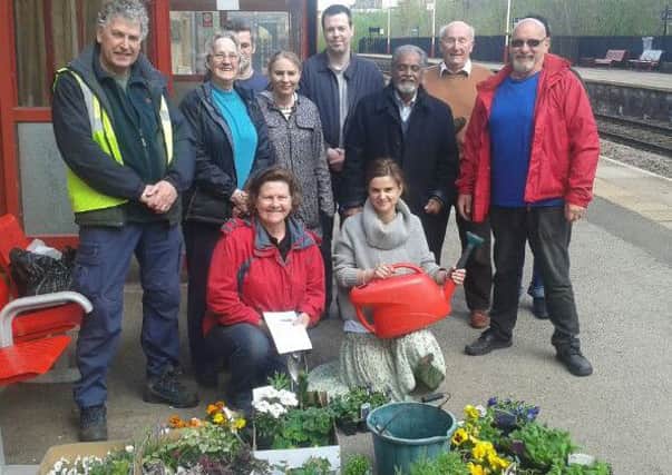 Friends of Batley Station, with jo Cox and Gwen Lowe.
