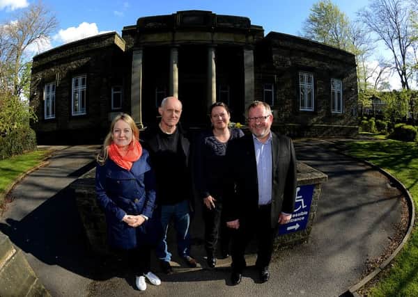 Newspaper: Reporter Series. Story: Cleckheaton Literature Festival - The organisers. Pictured L to R) Rachel Lawson - Friends of Cleckheaton Library, Michael Ramsden - Friends of Cleckheaton Library, Karen Naylor and Martin Webster. Photo Date: 29/04/15 Photo Ref: AB015a0415