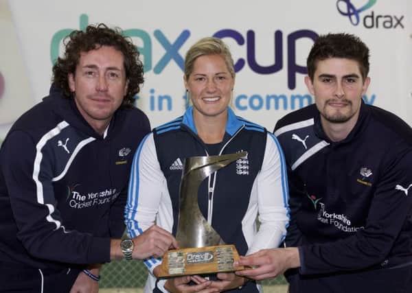 Pix: Shaun Flannery/shaunflanneryphotography.com

COPYRIGHT PICTURE>>SHAUN FLANNERY>01302-570814>>07778315553>>

10th March 2015
Drax Power
Drax Cup launch 2015
Yorkshire CC, Headingley
Ryan Sidebottom, Katherine Brunt, Will Rhodes