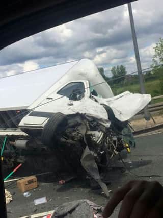 Picture of the lorry crash which closed the M62 for 20 hours. Photo by Sean Taylor