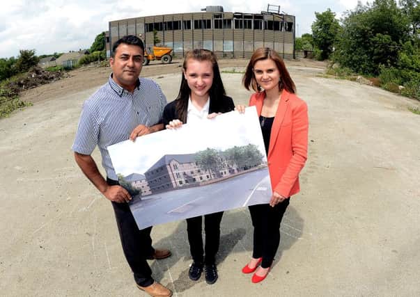 Developer Michael Singh, campaigner Emily Warrillow andl MP Jo Cox at the derelict Maccess site, which could be turned into housing. AB102a0615
