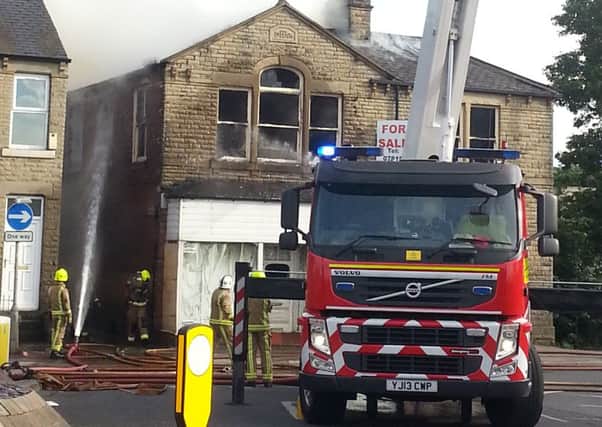 A fire broke out at the former auction house in Huddersfield Road, Ravensthorpe, Dewsbury.