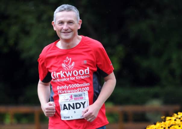 Andy Wright from Mirfield, who sets off on the Yorkshire Marathon on Sunday, it is a journey that will take him much further than 26.2miles, as he has pledged to run 5,000 miles in 5 years in aid of Kirkwood Hospice.
7th October 2015.
Picture : Jonathan Gawthorpe