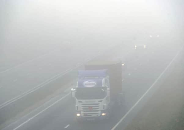 Date:2nd November 2015. Picture James Hardisty. Pictured Dense fog affecting driving conditions around West and North Yorkshire.