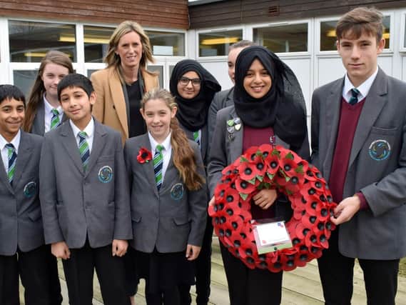 Wreath laying at Thornhill Academy