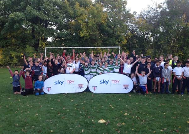 Some of the local school children who enjoyed the Year Six rugby league festival organised by Matt Carbutt and James Westerby.