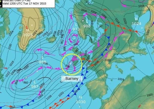 Storm Barney is set to sweep across the UK on Tuesday