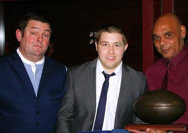 Player of the Year Luke Haigh with James Ratcliffe and Carl Gibson.