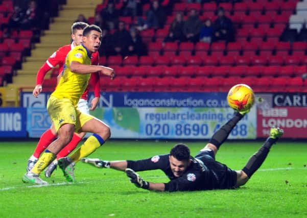 Tom Adeyemi goes close at The Valley. PIC: Bruce Rollinson