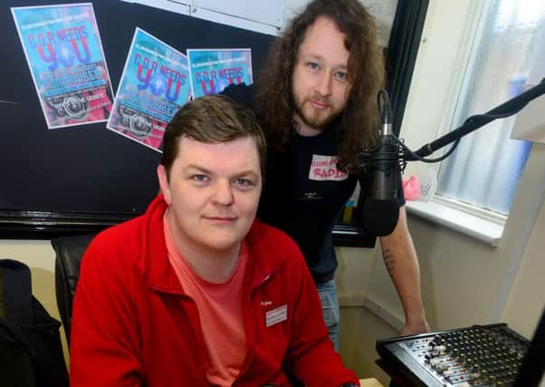 Cleckheaton Online Radio's Wayne Davidson (front) and John Hetherington. (D536A408)