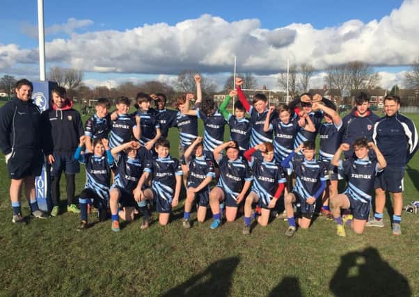 Manor Croft Year 8s celebrate reaching the Yorkshire Cup final.