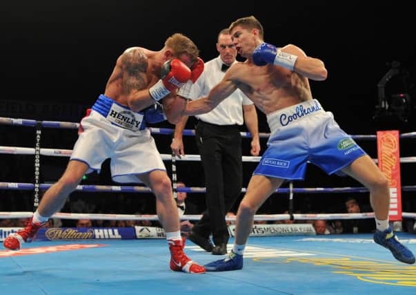 Luke Campbell lands a body shot against Gary Sykes last Saturday. Picture: Dean Woolley