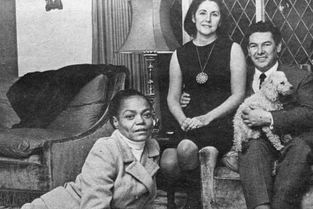 James and Betty Corrigan at home with family friend Eartha Kitt.