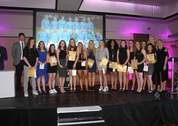 Whitcliffe Mount Schools annual sports presentation evening: Under-16s girls football team.