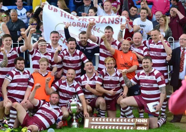 Thornhill Trojans celebrate winning the BARLA NAtional Cup for the first time in their history. Pictures: Scott Merrylees.