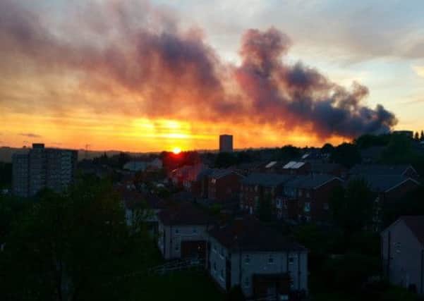 The Bramley fire at its height. Picture by Stephen Smith, from Armley, Leeds.