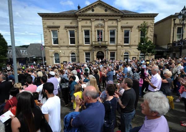 The previous memorial event on Wednesday, which packed out the Market Place in Batley. Picture by Simon Hulme