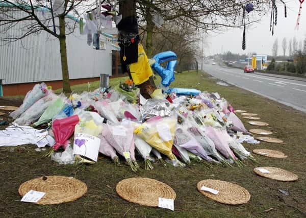 Tributes left at the scene of the accident on Gelderd Road.
