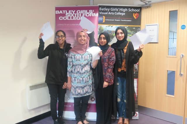 Youngsters at Batley Girls' High School celebrated their A-level results.