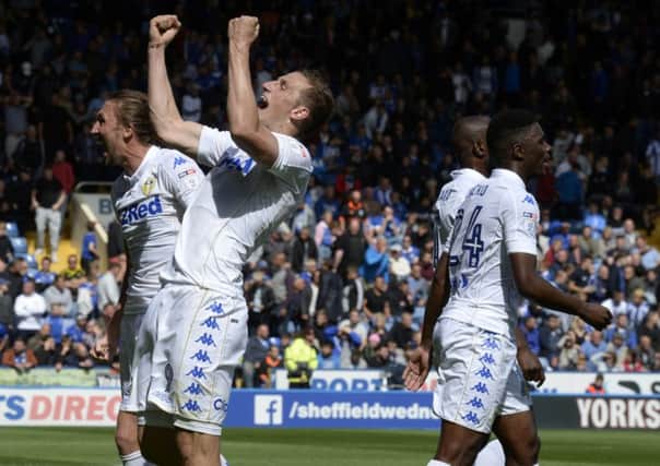 Chris Wood celebrates his goal at Sheffield Wednesday. Picture: Bruce Rollinson