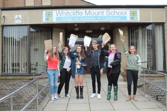 Whitcliffe Mount pupils with their GCSE results.