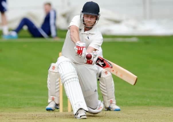 Hanging Heaton opening batsman Nick Connolly hits out on his way to making 99 not out against New Farnley last Saturday. Picture: Steve Riding.