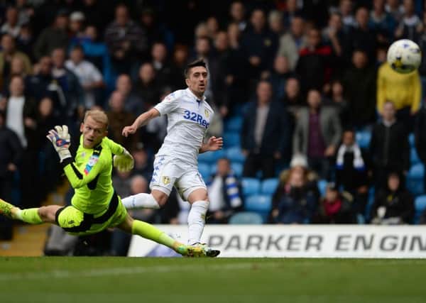 Pablo Hernandez scores Leeds United's second goal as he shoots past Barnsley goalkeeper Adam Davies. Picture: James Hardisty