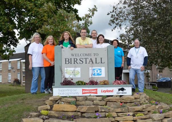 The unveiling of the new Welcome to Birstall sign.