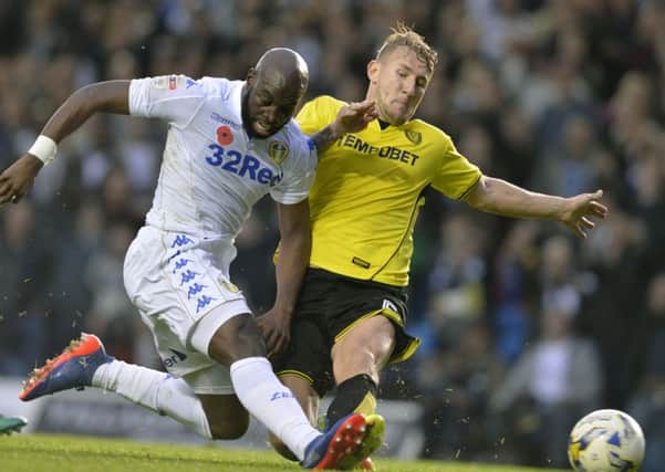 Souleymane Doukara scores Leeds United's second goal against Burton.