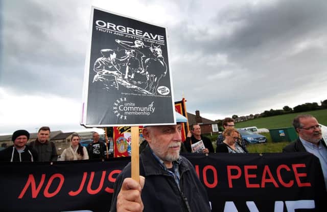 Supporters gather at the Orgreave Rally 31 years on from the battles there